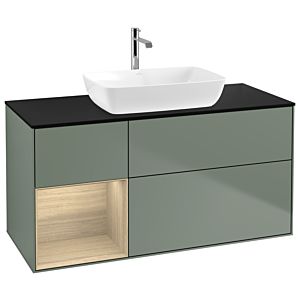 Villeroy et Boch Finion Villeroy et Boch G822PCGM 120cm, plaque de finition noir mat, émotion, étagères Oak Veneer , Olive Matt Lacquer