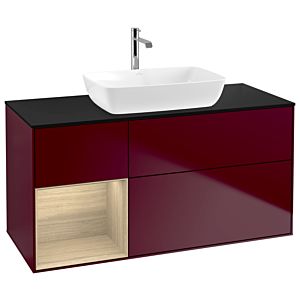 Villeroy und Boch Finion Waschtischunterschrank G822PCHB 120cm, Abdeckplatte black matt, Emotion, Regale Oak Veneer, Peony Matt
