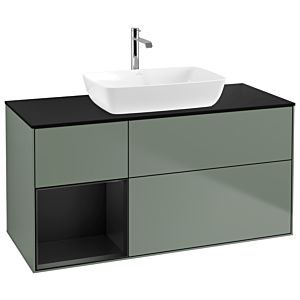 Villeroy and Boch Finion Villeroy and Boch Finion G822PDGM 120cm, cover plate black matt, Emotion, shelves black matt lacquer, Olive Matt Lacquer