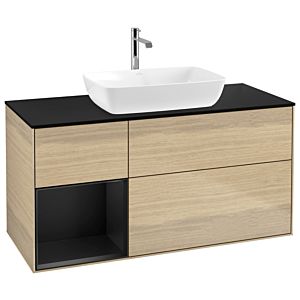 Villeroy et Boch Finion Villeroy et Boch G822PDPC 120cm, plaque de recouvrement noire mate, Emotion, étagères Oak Veneer noir mat, Oak Veneer