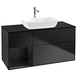 Villeroy et Boch Finion Villeroy et Boch G822PDPD 120cm, plaque de finition noir mat, Emotion, étagères Laque noire mate, Laque noire mate