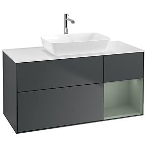 Villeroy und Boch Finion Waschtischunterschrank G831GMHG 120cm, Abdeckplatte white matt, Emotion, Regale Olive matt lacquer, Midnight Blue Matt Lacquer