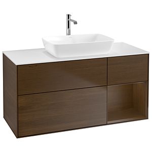 Villeroy et Boch Finion G831GNGN 120cm, plaque de recouvrement blanc mat, emotion, étagères Walnut Veneer , placage Walnut Veneer