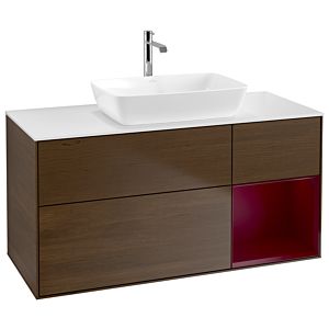 Villeroy et Boch Finion Villeroy et Boch G831HBGN 120cm, plaque de finition blanc mat, Emotion, étagères Peony laqué mat, placage Peony