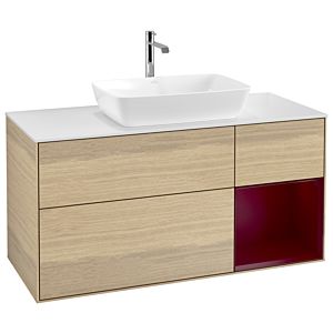 Villeroy und Boch Finion Waschtischunterschrank G831HBPC 120cm, Abdeckplatte white matt, Emotion, Regale Peony matt lacquer, Oak Veneer