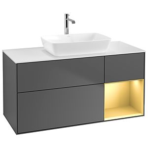 Villeroy and Boch Finion Villeroy and Boch Finion G831HFGK 120cm, cover plate white matt, Emotion, shelves gold matt lacquer, anthracite matt