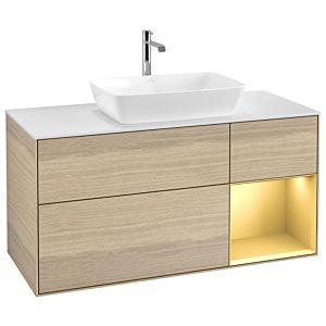 Villeroy and Boch Finion Villeroy and Boch Finion G831HFPC 120cm, cover plate white matt, Emotion, shelves gold matt lacquer, Oak Veneer
