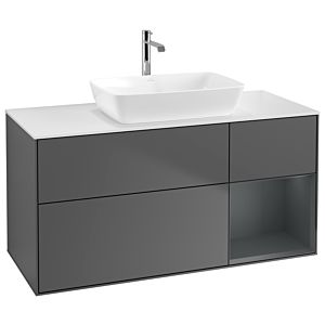 Villeroy und Boch Finion Waschtischunterschrank G831HGGK 120cm, Abdeckplatte white matt, Emotion, Regale Midnight matt lacquer, Anthracite matt
