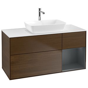 Villeroy et Boch Finion Villeroy et Boch G831HGGN 120cm, plaque de recouvrement blanc mat, Emotion, étagères Laque mate minuit, placage noyer