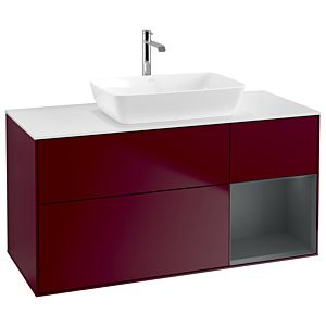 Villeroy und Boch Finion Waschtischunterschrank G831HGHB 120cm, Abdeckplatte white matt, Emotion, Regale Midnight matt lacquer, Peony Matt