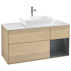 Villeroy und Boch Finion Waschtischunterschrank G831HGPC 120cm, Abdeckplatte white matt, Emotion, Regale Midnight matt lacquer, Oak Veneer
