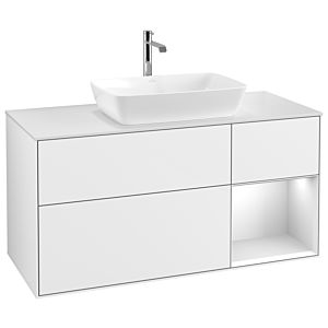 Villeroy und Boch Finion Waschtischunterschrank G831MTGF 120cm, Abdeckplatte white matt, Emotion, Regale White matt lacquer, Glossy white lacquer