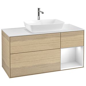 Villeroy und Boch Finion Waschtischunterschrank G831MTPC 120cm, Abdeckplatte white matt, Emotion, Regale White matt lacquer, Oak Veneer