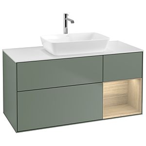 Villeroy et Boch Finion Villeroy et Boch G831PCGM 120cm, plaque de finition blanc mat, emotion, étagères Oak Veneer , Olive Matt Lacquer