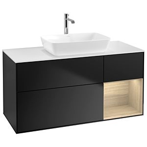 Villeroy et Boch Finion Villeroy et Boch G831PCPD 120cm, plaque de recouvrement blanc mat, Emotion, étagères Oak Veneer , laqué noir mat