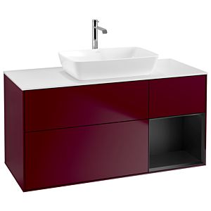 Villeroy et Boch Finion Villeroy et Boch G831PDHB 120cm, plaque de recouvrement blanc mat, Emotion, étagères laqué noir mat, Peony Matt