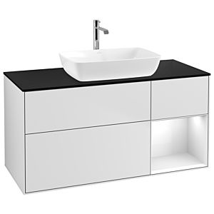 Villeroy and Boch Finion Villeroy and Boch Finion G832GFMT 120cm, cover plate black matt, Emotion, shelves Glossy white lacquer, White matt lacquer