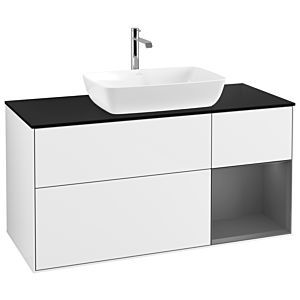 Villeroy and Boch Finion Villeroy and Boch Finion G832GKGF 120cm, cover plate black matt, Emotion, shelves anthracite matt lacquer, glossy white lacquer