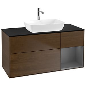 Villeroy and Boch Finion Villeroy and Boch Finion G832GKGN 120cm, cover plate black matt, Emotion, shelves anthracite matt lacquer, walnut veneer