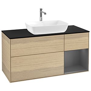 Villeroy and Boch Finion Villeroy and Boch Finion G832GKPC 120cm, cover plate black matt, Emotion, shelves anthracite matt lacquer, Oak Veneer
