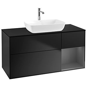 Villeroy et Boch Finion Villeroy et Boch G832GKPD 120cm, plaque de recouvrement noir mat, Emotion, étagères Laque anthracite mate, Laque noire mate