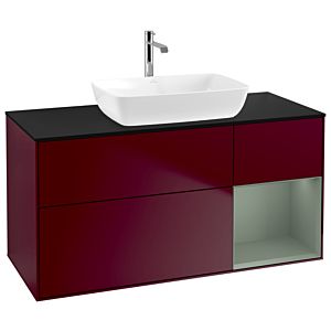 Villeroy and Boch Finion Villeroy and Boch Finion G832GMHB 120cm, cover plate black matt, Emotion, shelves olive matt lacquer, Peony Matt