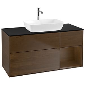 Villeroy and Boch Finion Villeroy and Boch Finion G832GNGN 120cm, cover plate black matt, Emotion, shelves Walnut Veneer , Walnut Veneer veneer