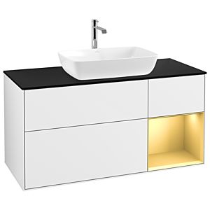 Villeroy and Boch Finion Villeroy and Boch Finion G832HFGF 120cm, cover plate black matt, Emotion, shelves gold matt lacquer, glossy white lacquer