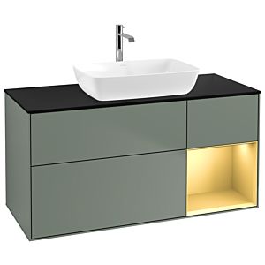 Villeroy et Boch Finion Villeroy et Boch G832HFGM 120cm, couvercle noir mat, Emotion, étagères laqué or mat, Olive Matt Lacquer