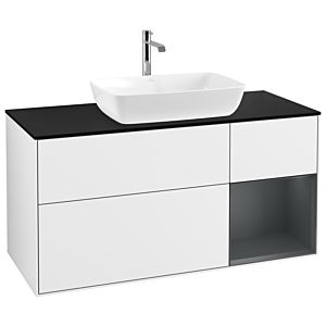 Villeroy and Boch Finion Villeroy and Boch Finion G832HGGF 120cm, cover plate black matt, Emotion, shelves Midnight matt lacquer, Glossy white lacquer