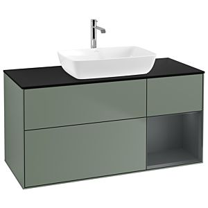 Villeroy et Boch Finion Villeroy et Boch G832HGGM 120cm, plaque de recouvrement noire mate, Emotion, étagères laqué mat Midnight, Olive Matt Lacquer