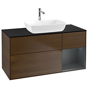 Villeroy and Boch Finion Villeroy and Boch Finion G832HGGN 120cm, cover plate black matt, Emotion, shelves Midnight matt lacquer, walnut veneer