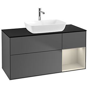 Villeroy and Boch Finion Villeroy and Boch Finion G832HHGK 120cm, cover plate black matt, Emotion, shelves sand matt lacquer, anthracite matt