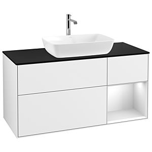 Villeroy and Boch Finion Villeroy and Boch Finion G832MTGF 120cm, cover plate black matt, Emotion, shelves White matt lacquer, Glossy white lacquer