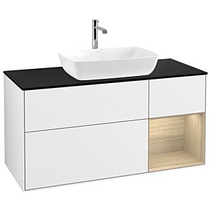 Villeroy and Boch Finion Villeroy and Boch Finion G832PCGF 120cm, cover plate black matt, Emotion, shelves Oak Veneer , glossy white lacquer