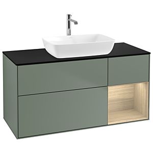 Villeroy et Boch Finion Villeroy et Boch G832PCGM 120cm, plaque de finition noir mat, émotion, étagères Oak Veneer , Olive Matt Lacquer