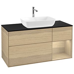 Villeroy et Boch Finion Villeroy et Boch G832PCPC 120cm, plaque de recouvrement noir mat, emotion, étagères Oak Veneer , Oak Veneer