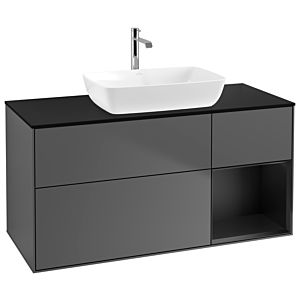 Villeroy and Boch Finion Villeroy and Boch Finion G832PDGK 120cm, cover plate black matt, Emotion, shelves black matt lacquer, anthracite matt
