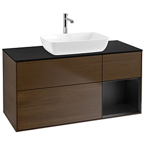 Villeroy and Boch Finion Villeroy and Boch Finion G832PDGN 120cm, cover plate black matt, Emotion, shelves black matt lacquer, walnut veneer