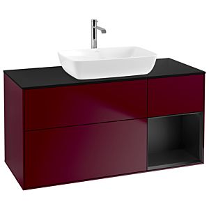 Villeroy et Boch Finion Villeroy et Boch G832PDHB 120cm, plaque de recouvrement noir mat, Emotion, étagères laqué noir mat, Peony Matt