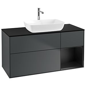 Villeroy und Boch Finion Waschtischunterschrank G832PDHG 120cm, Abdeckplatte black matt, Emotion, Regale Black matt lacquer, Midnight Blue Matt Lacquer