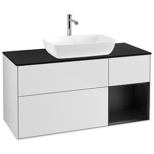 Villeroy und Boch Finion Waschtischunterschrank G832PDMT 120cm, Abdeckplatte black matt, Emotion, Regale Black matt lacquer, White matt lacquer
