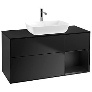 Villeroy et Boch Finion Villeroy et Boch G832PDPD 120cm, plaque de recouvrement noir mat, Emotion, étagères Laque noire mate, Laque noire mate