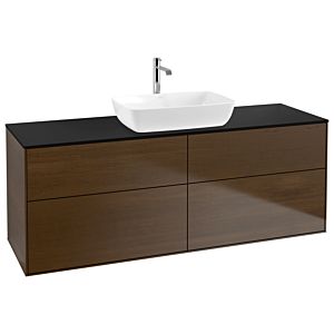 Villeroy und Boch Finion Waschtischunterschrank G85200GN 160x60,3cm, Emotion, Abdeckplatte black matt, Walnut veneer