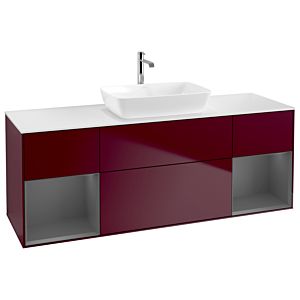 Villeroy et Boch Finion Villeroy et Boch G861GKHB 160cm, plaque de finition blanc mat, Emotion, étagères anthracite laqué mat, Peony Matt