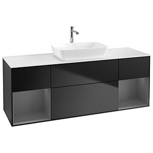 Villeroy and Boch Finion Villeroy and Boch Finion G861GKPD 160cm, cover plate white matt, Emotion, shelves anthracite matt lacquer, black matt lacquer