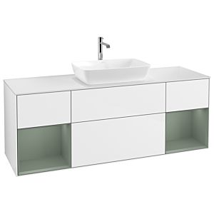 Villeroy and Boch Finion Villeroy and Boch Finion G861GMGF 160cm, cover plate white matt, Emotion, shelves olive matt lacquer, glossy white lacquer