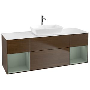 Villeroy and Boch Finion Villeroy and Boch Finion G861GMGN 160cm, cover plate white matt, Emotion, shelves olive matt lacquer, walnut veneer