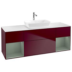 Villeroy et Boch Finion Villeroy et Boch G861GMHB 160cm, plaque de finition blanc mat, Emotion, étagères laqué olive mat, Peony Matt