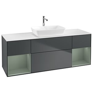 Villeroy und Boch Finion Waschtischunterschrank G861GMHG 160cm, Abdeckplatte white matt, Emotion, Regale Olive matt lacquer, Midnight Blue Matt Lacquer